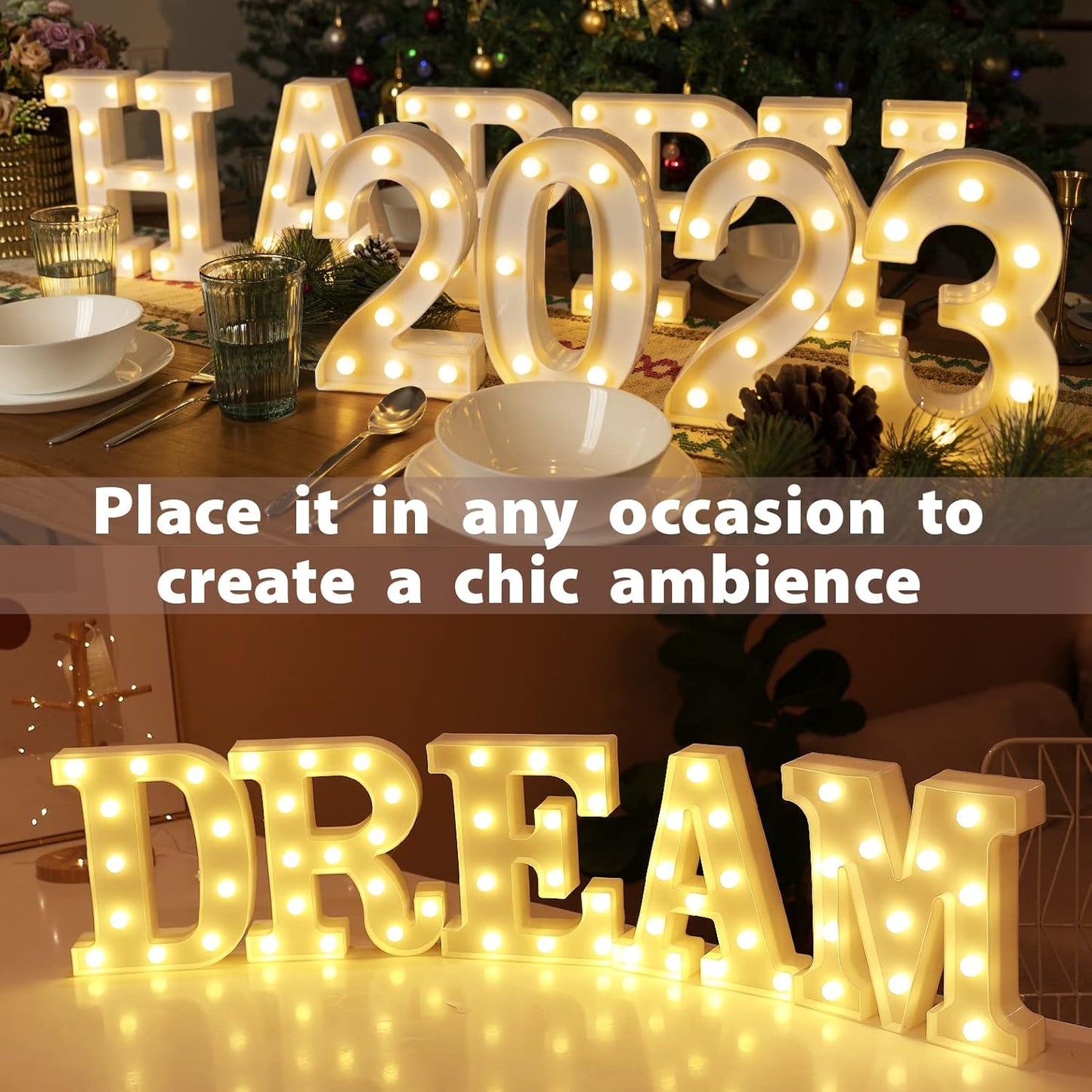HXWEIYE Light Up Numbers-0, LED Marquee Number Lights Sign 26 Alphabet and 10 Number for Party Bar Birthday, Light Up Letters Battery Powered Warm White Christmas Decoration Numbers Lights