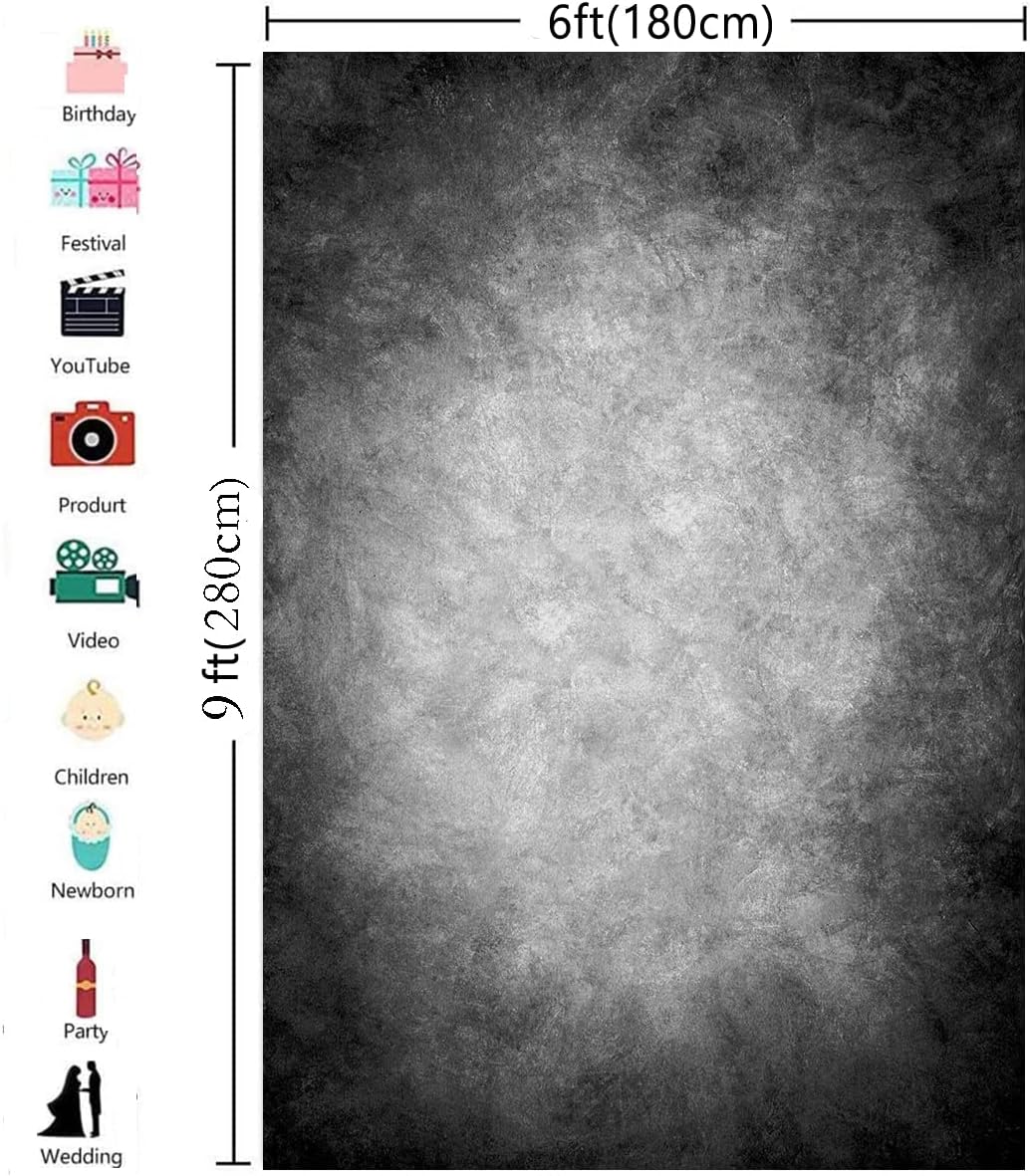 6x9ft Abstract Black Gray Portrait Photography Backdrops Photo Studio Prop Background for Children Adult
