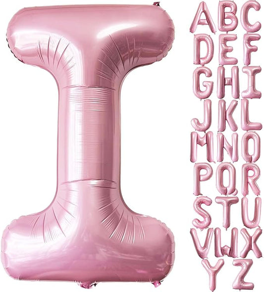 Lovoir 40 Inch Pastel Pink Letter I Balloons, 1 Count, Unisex Adults, Boys, Girls, Alphabet, Letter, Self Sealing, Thickened Grade A Quality Foil Material, Perfect for Birthday Celebration