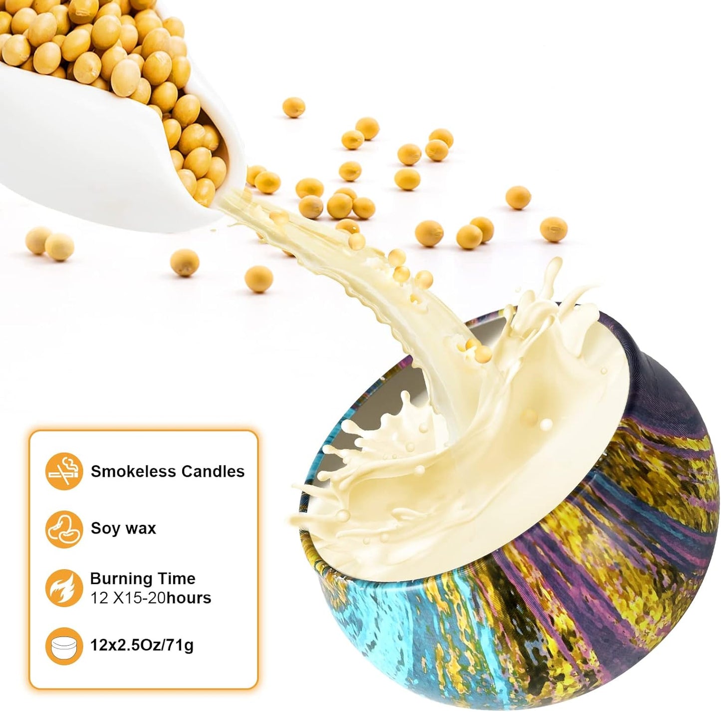 16 Pack Scented Candles Gift Set - 2.5oz Strong Fragrance Natural Soy Wax Candles in Portable Travel Tin Jars - Perfect for Home Decoration and Gifting