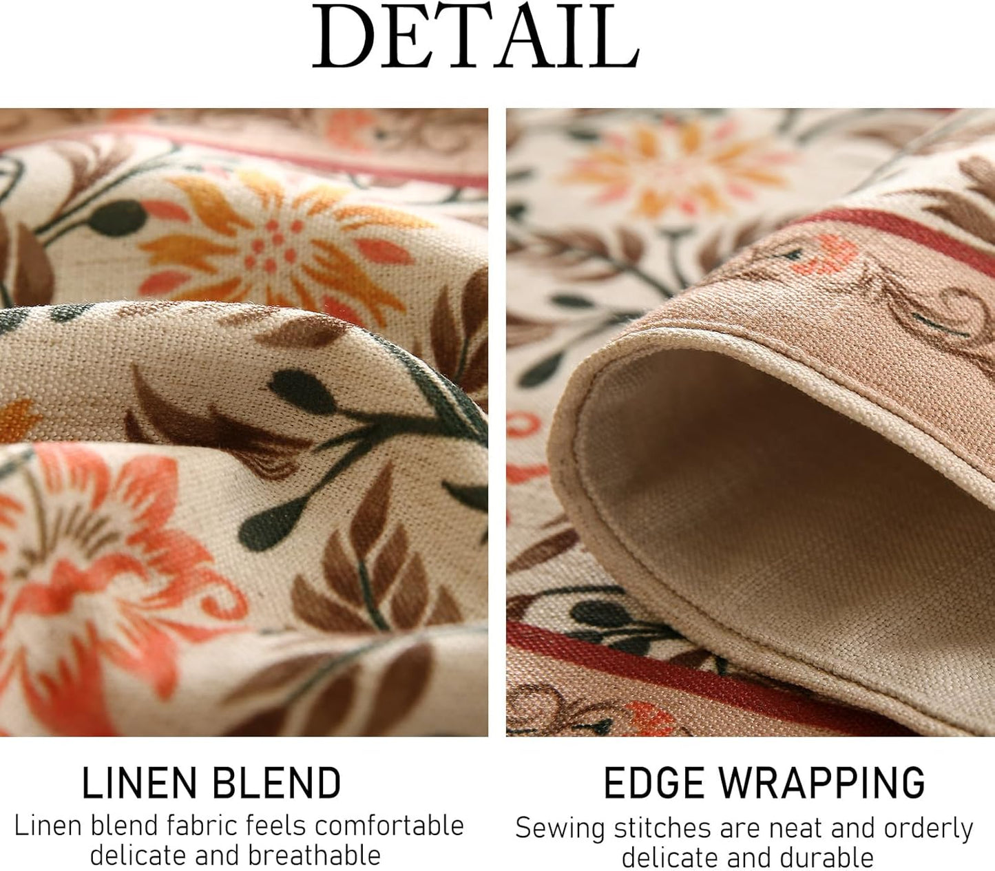 ISAENNE Designer French Elegant Linen Table Runner 71 Inches Long,Farmhouse Lily Pattern Decor Table Runners for Dining Tables,Thanksgiving,Kitchen Tables,Christmas,12"*71"-Aurora A