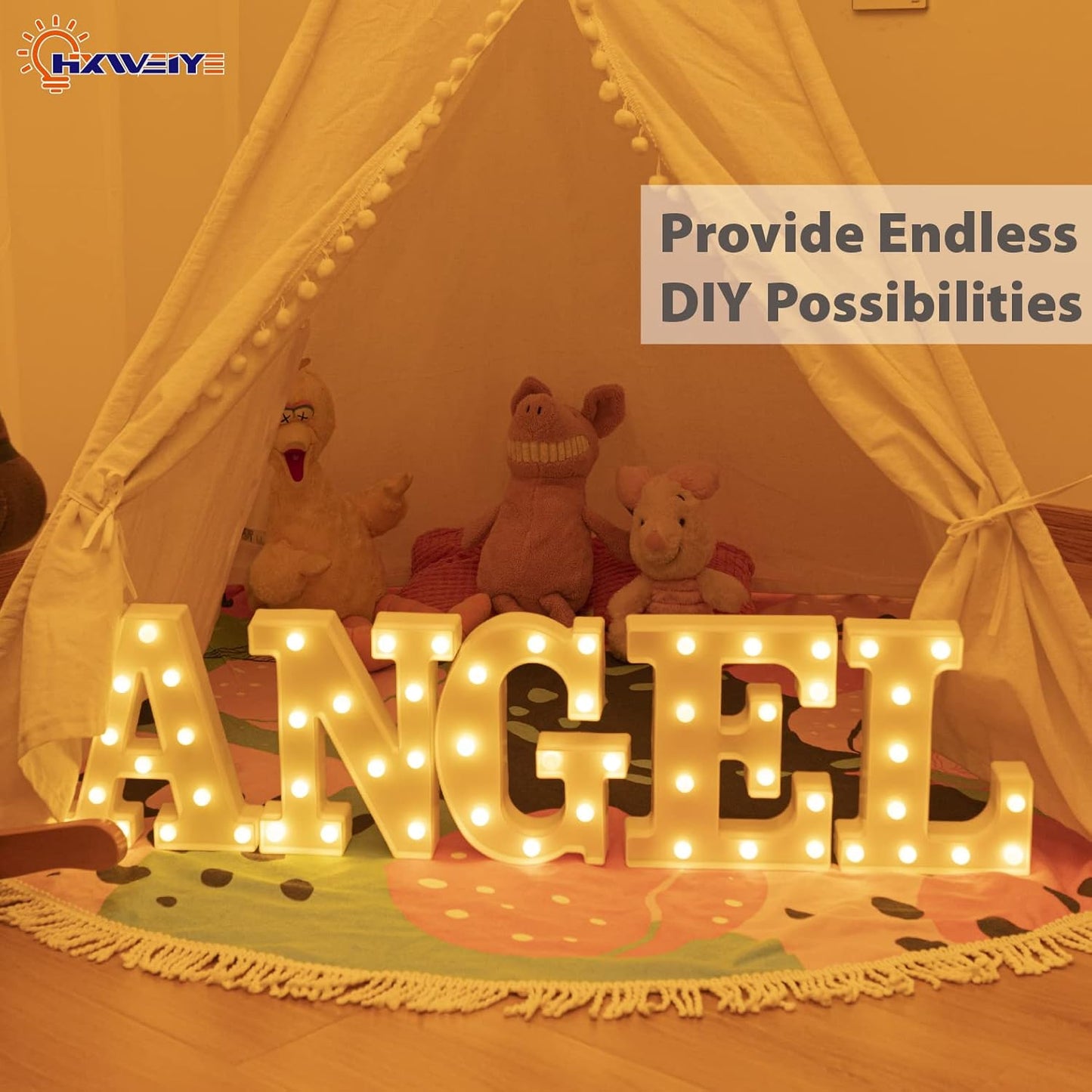 HXWEIYE Light Up Letters A, LED Marquee Letters Lights Sign 26 Alphabet and 10 Number Big Light Letter for Party Birthday Bar Battery Powered Christmas Decor Letter Lights (Warm White)