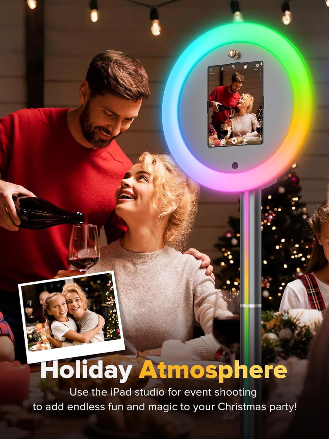 Portable Photo Booth, Photo Booth Machine Compatible with Any I-pad,PhotoBooth Stand Shell with Cyratok,APP & Remote Control RGB Ring Lights,Music Sync Selfie Photo Booth for Parties,Wedding &Events