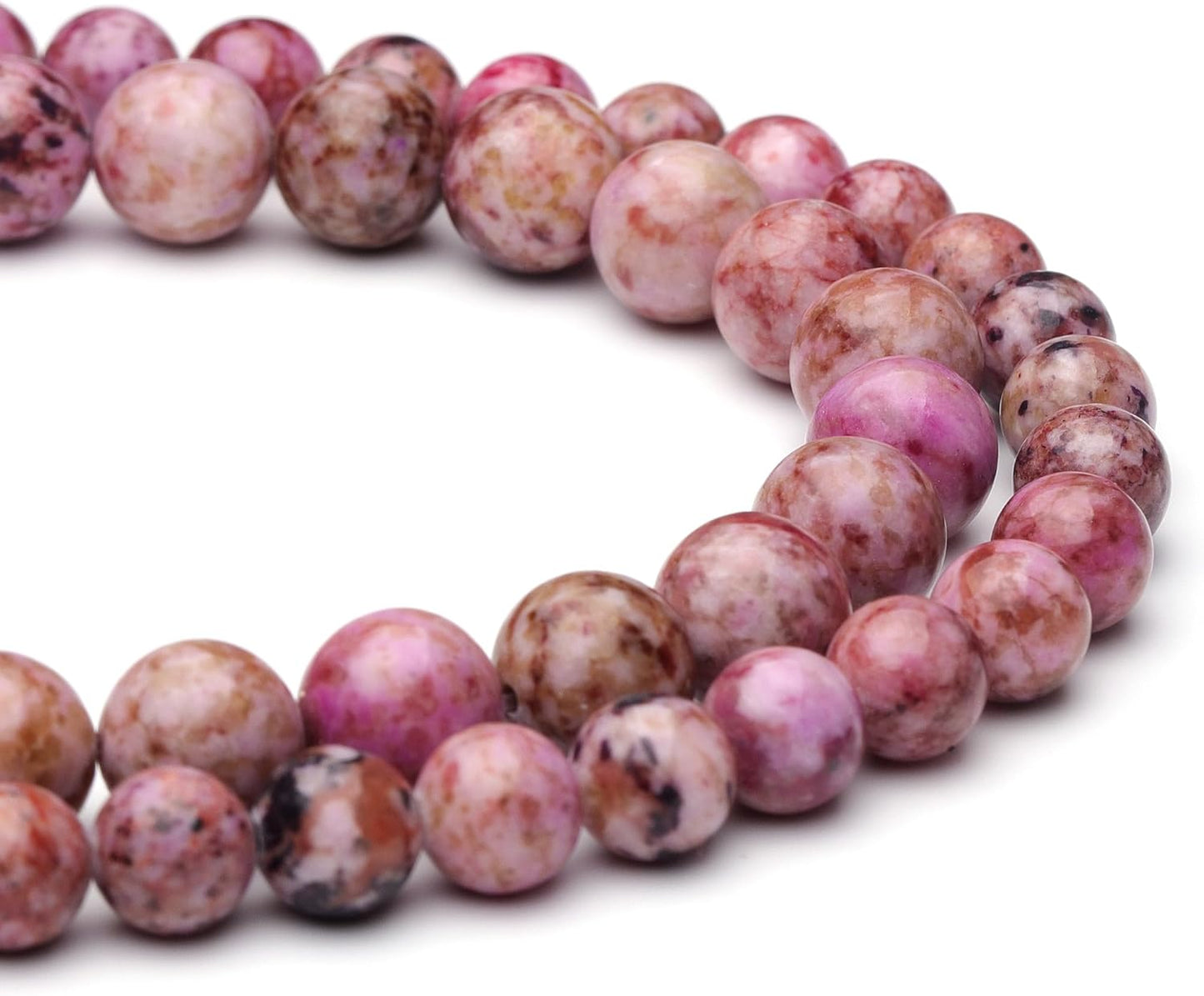 8mm Natural Stone Beads for Jewelry Making,Pink Imperial Turquoise Polished Smooth Round Gemstone Beads for Bracelet Necklace 15 Inch