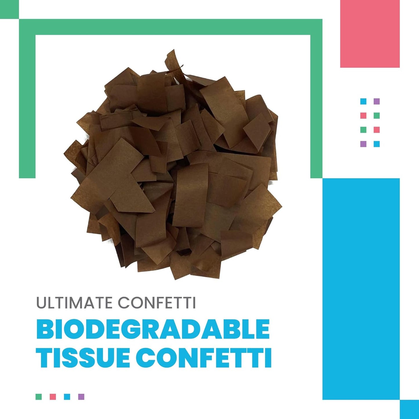 Brown Biodegradable Confetti - Rectangular Flame-Resistant Tissue Paper Confetti for Cannon and Launcher use – Best for Gender Reveal, Parties, and Concerts - 20 lb, 320 oz