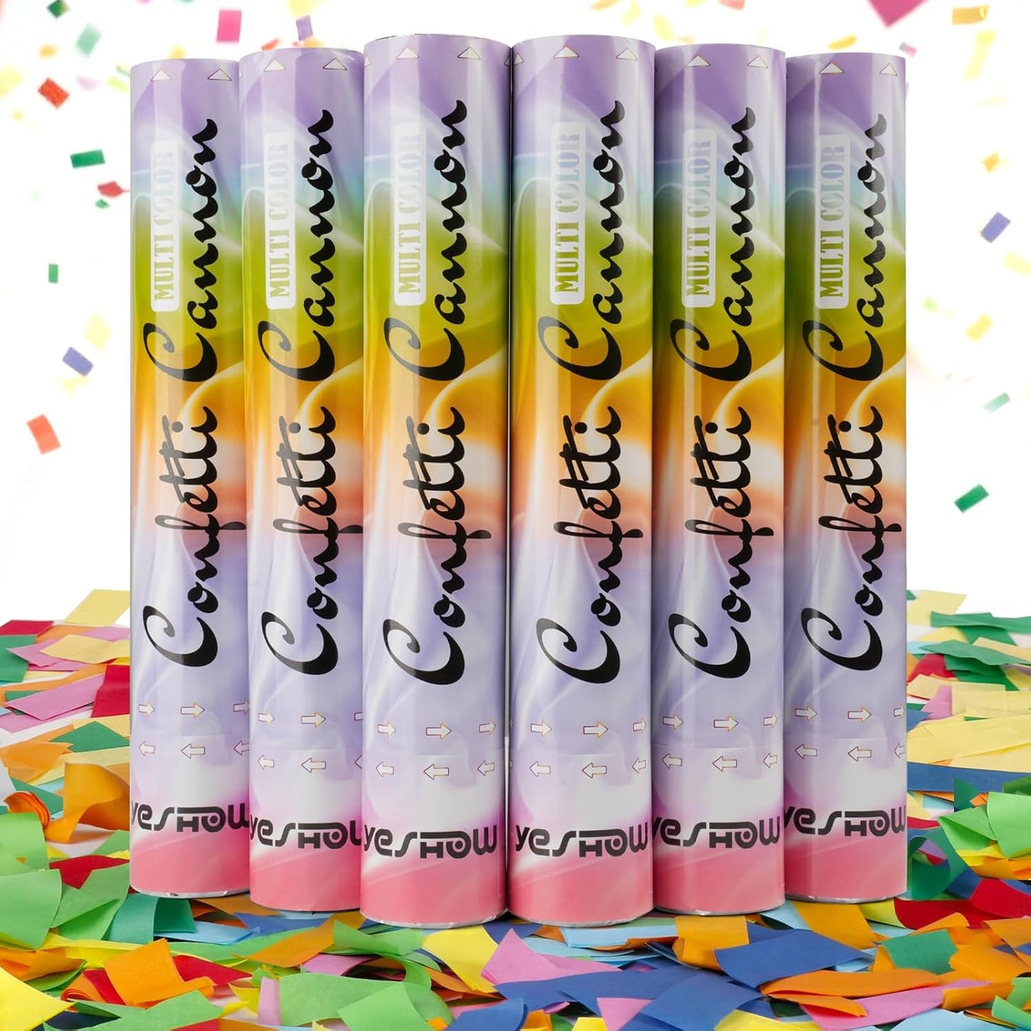 Confetti Cannon Party Poppers Biodegradable Shooters, (6 Pack) YESHOW Multicolor Confetti Blaster for Birthday Graduation Wedding Christmas New Year’s Eve