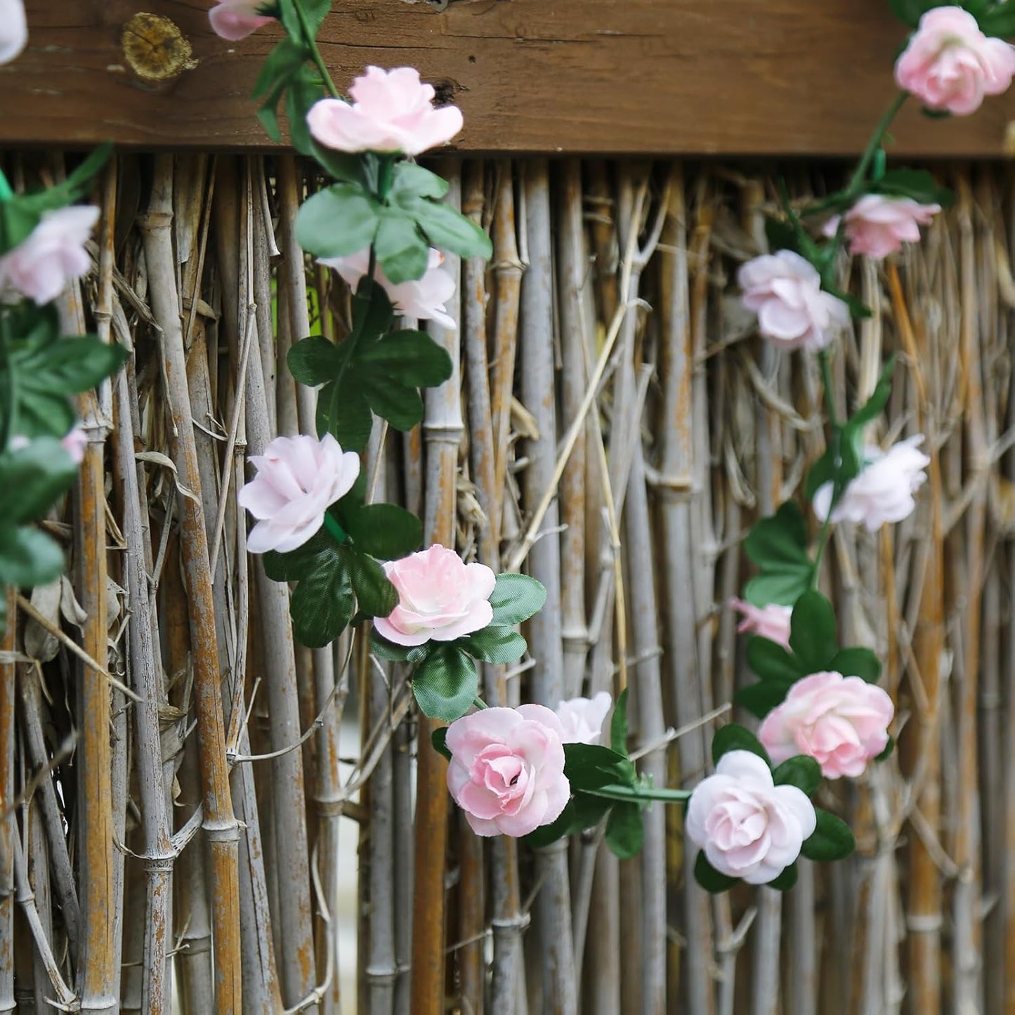 12 PCS 98.4 FT Artificial Flower Garland Rose Garland for Wedding Room Decor（12,Light Pink）