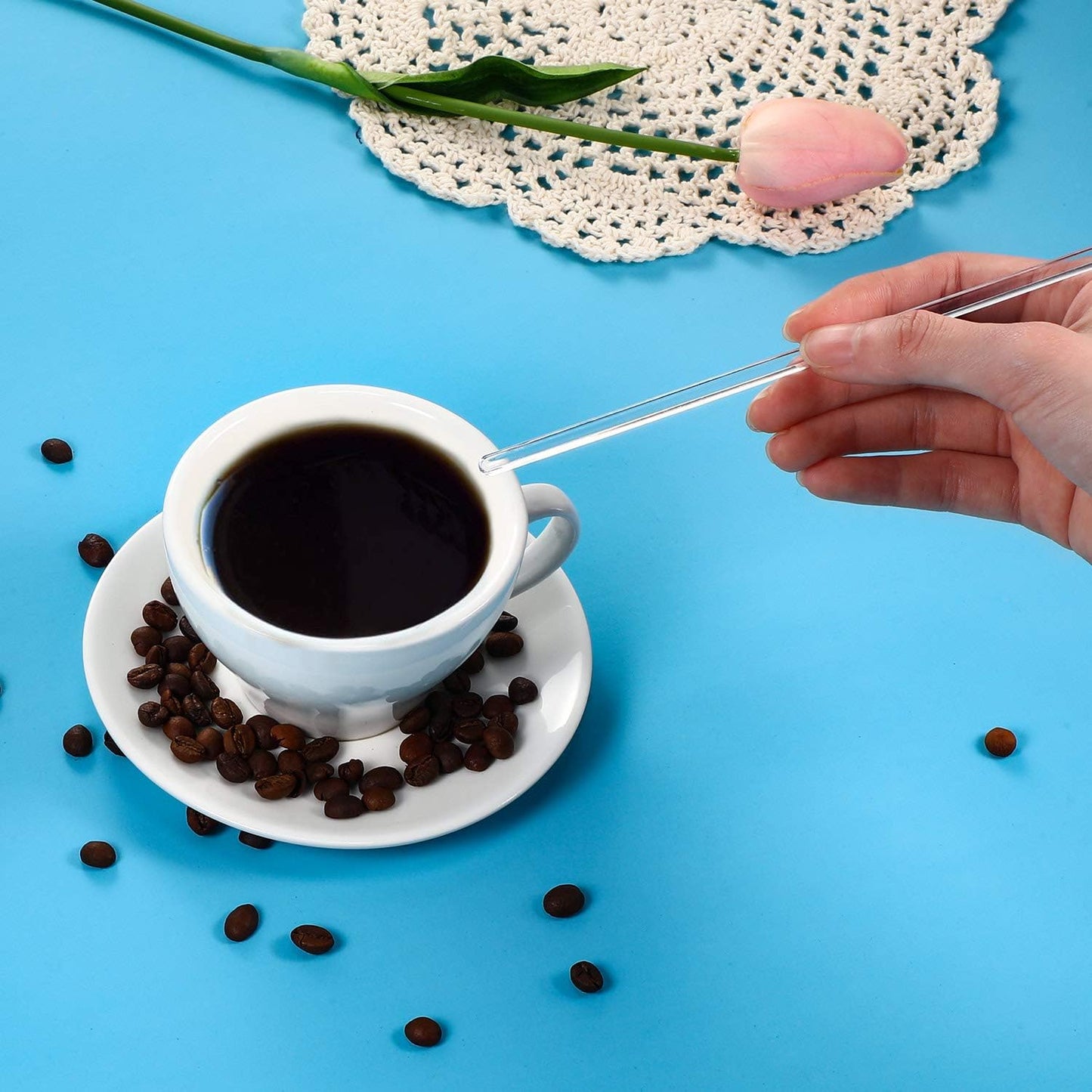 100 Pieces Swizzle Sticks Ball Head Stirrer Disposable Plastic Round Top Crystal Bar Swizzle Sticks Cocktail Coffee Drink Stirrers for Party Wedding Supplies