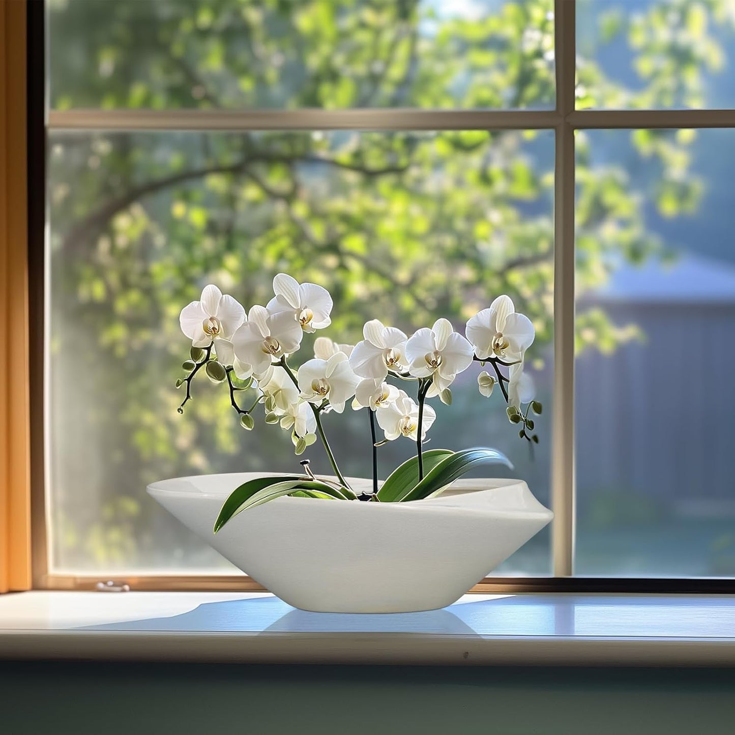 Bonsai Planter Pot - 12 Inch Ceramic Plant Pot for Indoor Plants Outdoor Decorative Flower Pot Succulent Planter with Drainage Hole Gray