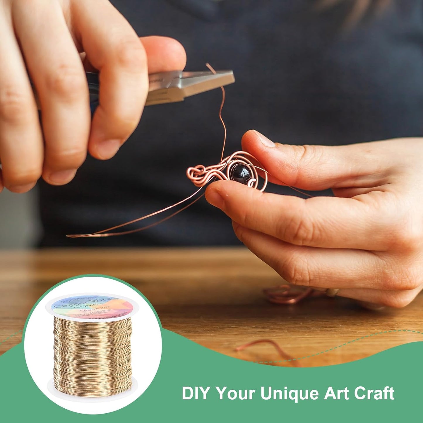 2-Rolls 0.4mm Jewelry Wire, 26 Gauge 328FT Craft Wire Copper Beading Wire for Jewelry Making/Planting/Weaving/DIY Crafting, Soft Metal Wires [100M, Champagne Gold]