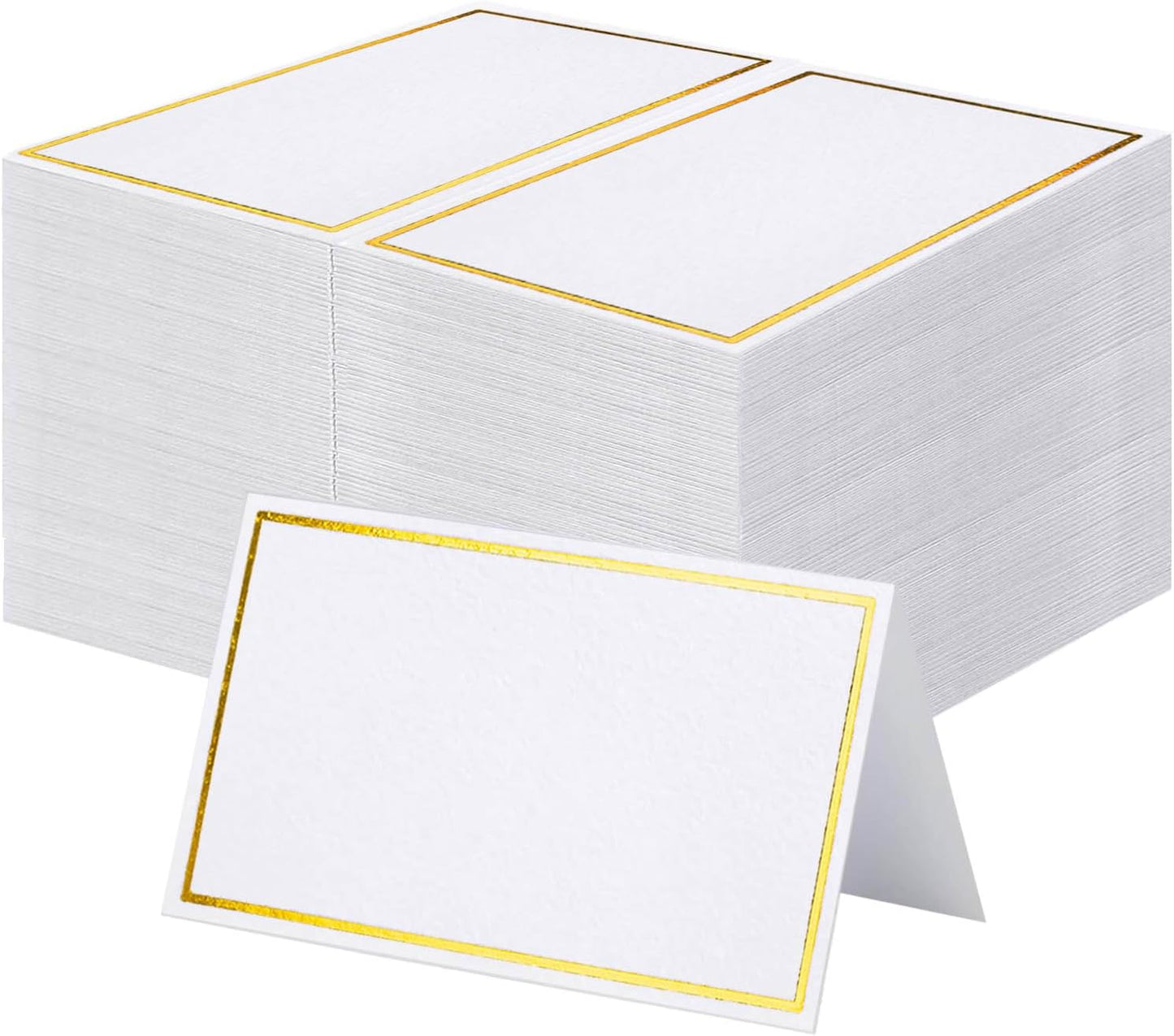 120Pcs Premium Place Cards, Small Table Cards with Gold Foil Border, 2" x 3.5" Tent Cards, Escort Cards, Name Cards, Wedding Place Cards for Wedding, Table, Dinner Parties, Seating Cards