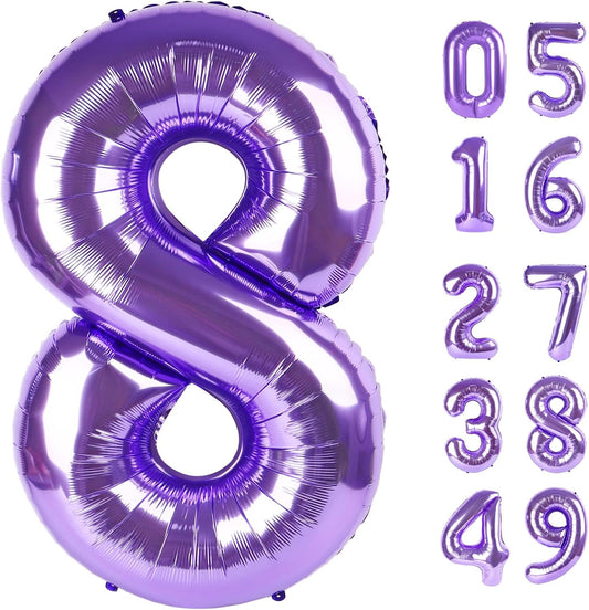 Purple Number 8 Balloon - 40 Inch, Birthday Party Decorations, Anniversary & Graduation Supplies