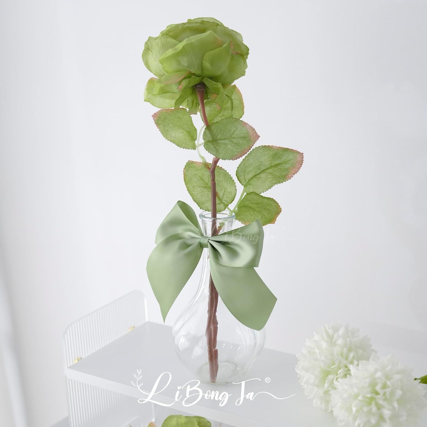 5'' Sage Green Bow Party Decorations Satin Bows, Twist Tie Bows for Treat Bags, Cake Pops, Pre-tied Bow Premade Ribbon Bows for Crafts, Holiday Bows for Gift Wrapping, Wedding Decor-24 Counts