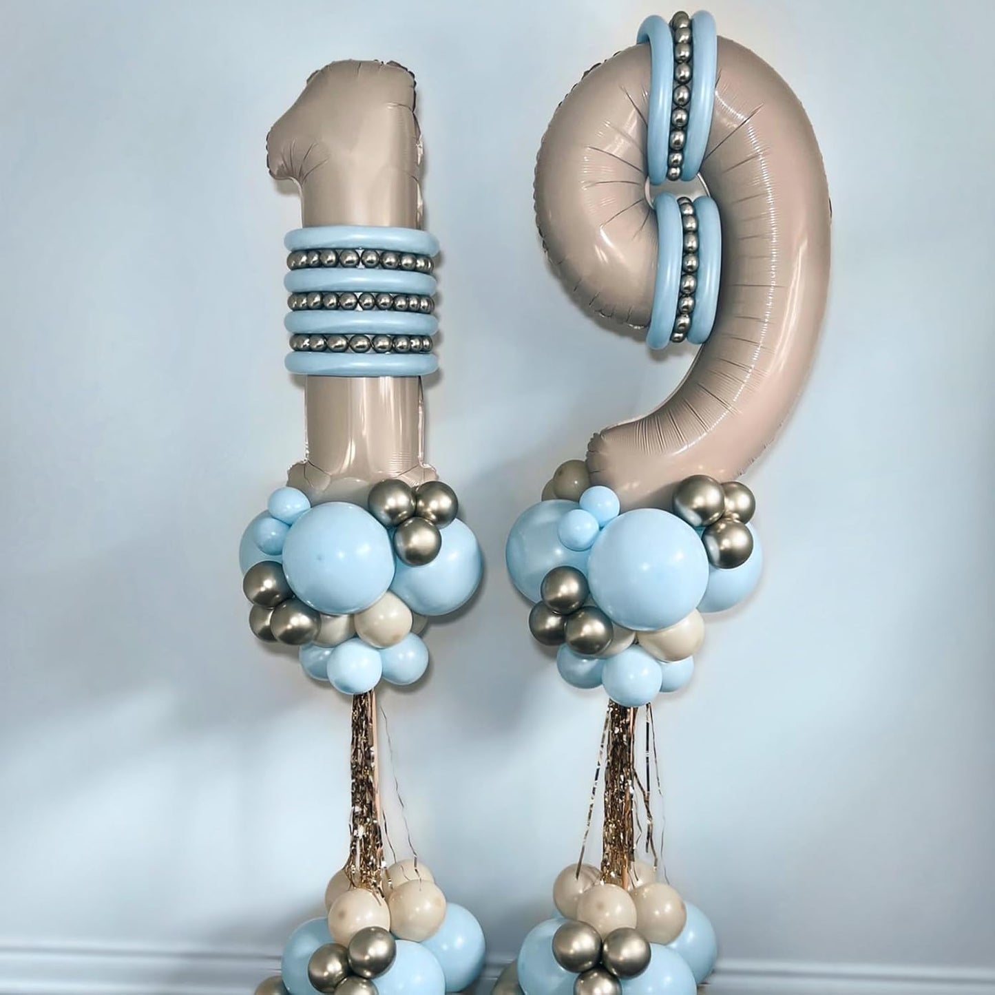 40 Inch Beige Numbers 9 Balloons, Large Self Inflating Cream White Digital 9 Helium Balloons, Giant Foil Mylar Number 9 Balloons for Women Men Girls Boys 9th Birthday Party Anniversary Decorations