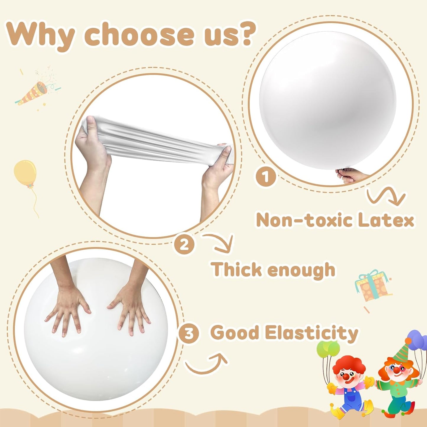 30 pcs White Balloons 18 Inch - Large Thick Latex Balloon for Birthday Bridal Shower Wedding Party Decorations