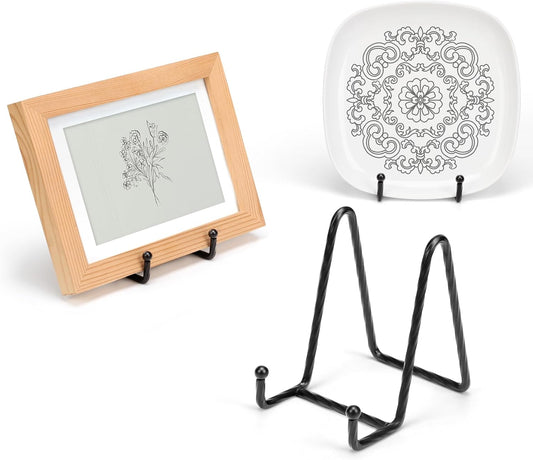 3 Pack 4.5inch YCLYC Picture Stands for Display, Black Metal Plate Stands for Display - Decorative Plate Stand, Plate Holder Display Stand, Picture Frame Stand - Plate Display Stands for Picture Stand
