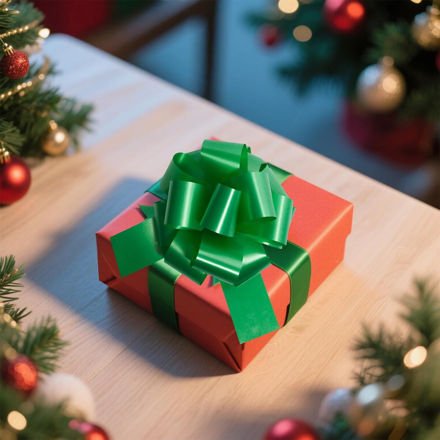 6 Pcs 6 Inch Green Pull Bows, Perfect for Gift Wrapping, Gift Wrapping Baskets Wedding Christmas Party Decorations, Crafts – Quality Pull Bows for Gifts and Decorations