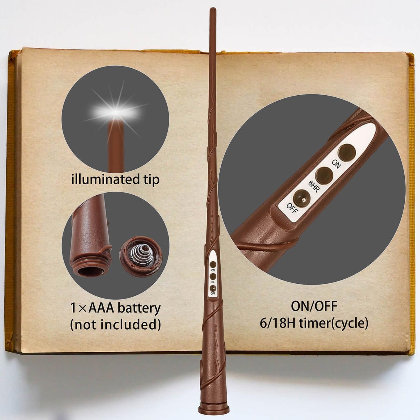 Leejec 10 Pcs of 10.8" Floating Candles, Magic Wand Remote with 6/18H Timer, Halloween Decorations, Hanging Flameless Taper Candles, Flickering Warm White LED, Home Decor, Witch Wizard Gift (Black)