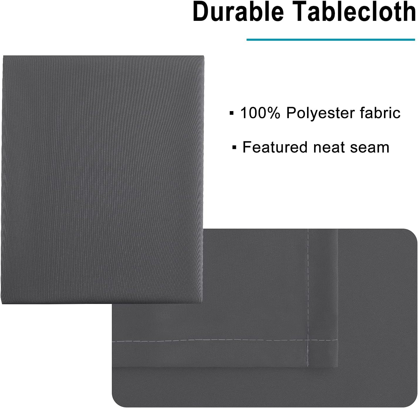 Hiasan Grey Tablecloth for Rectangle Tables - 70 x 140 inch - Waterproof, Spillproof & Wrinkle Resistant Washable Polyester Table Cloth for Dining/Party/Outdoor Picnic