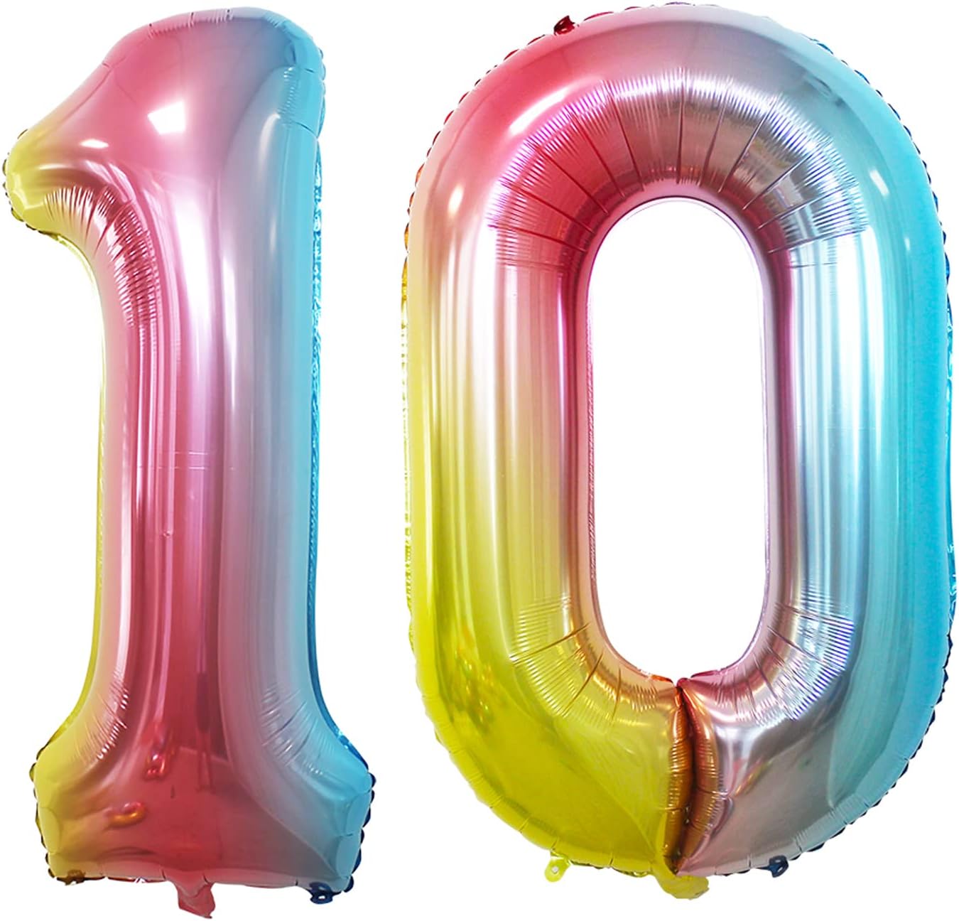 GOER Number 10 Balloons for 10th Birthday Party Decorations,42 Inch Jumbo Foil Helium Balloons for 10th Anniversary (Rainbow)