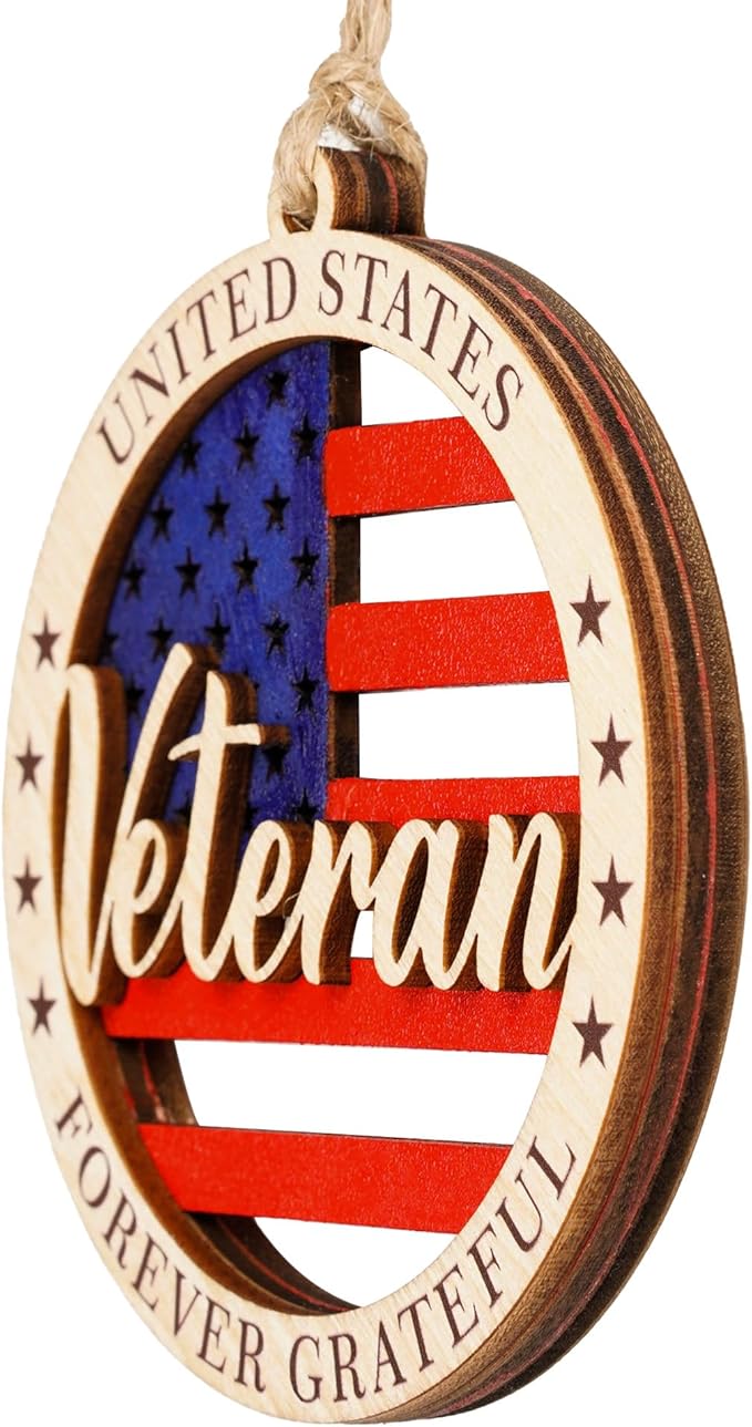 Veteran Ornament - American Flag | Military Pride – Forever Grateful Card – Christmas Ornament 2025 – USA Patriotic Decor - Xmas Tree Funny Decoration - Family Christmas Ornaments 2025