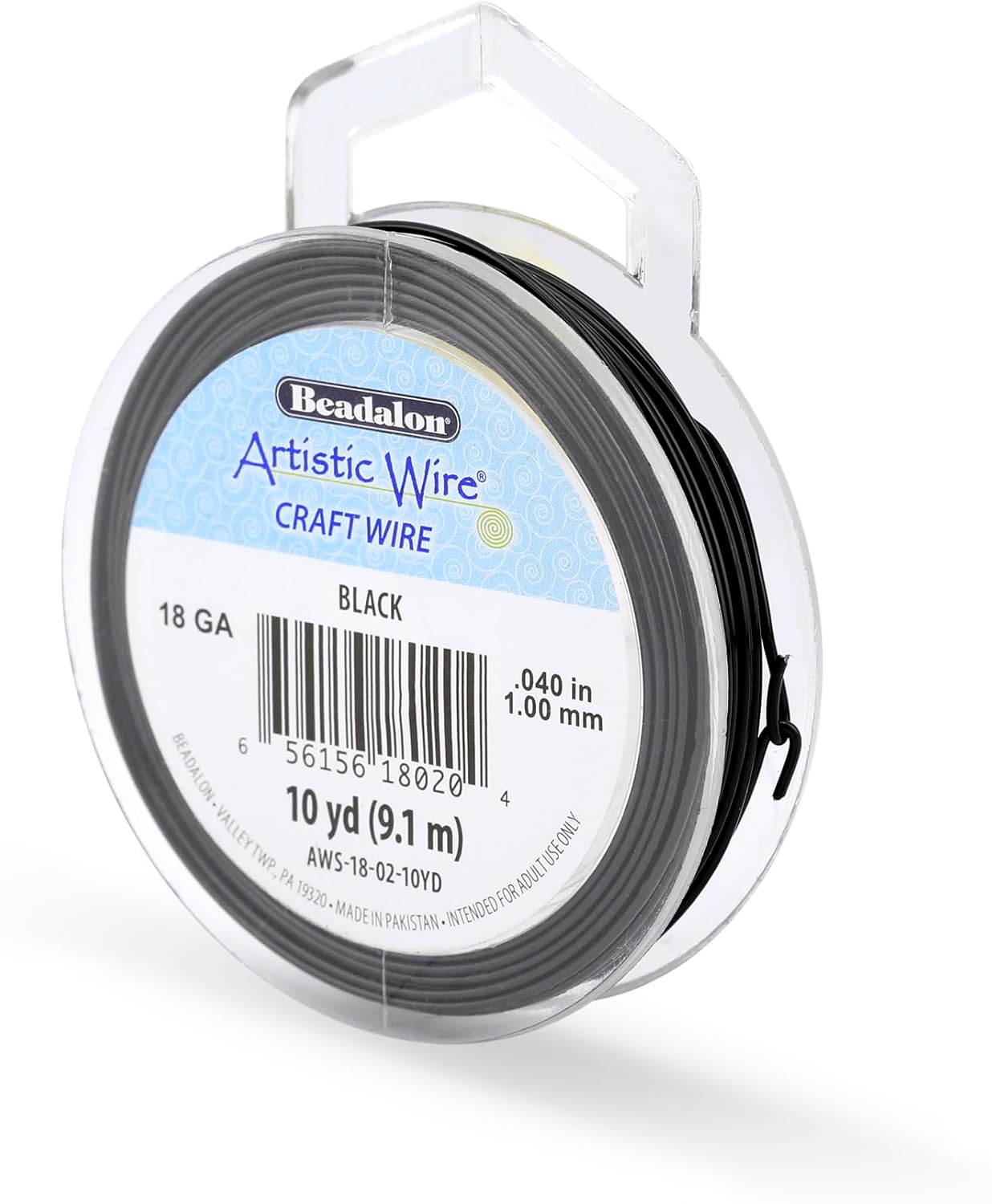 Artistic Wire, 18 Gauge Tarnish Resistant Colored Copper Craft Wire, Black, 10 yd