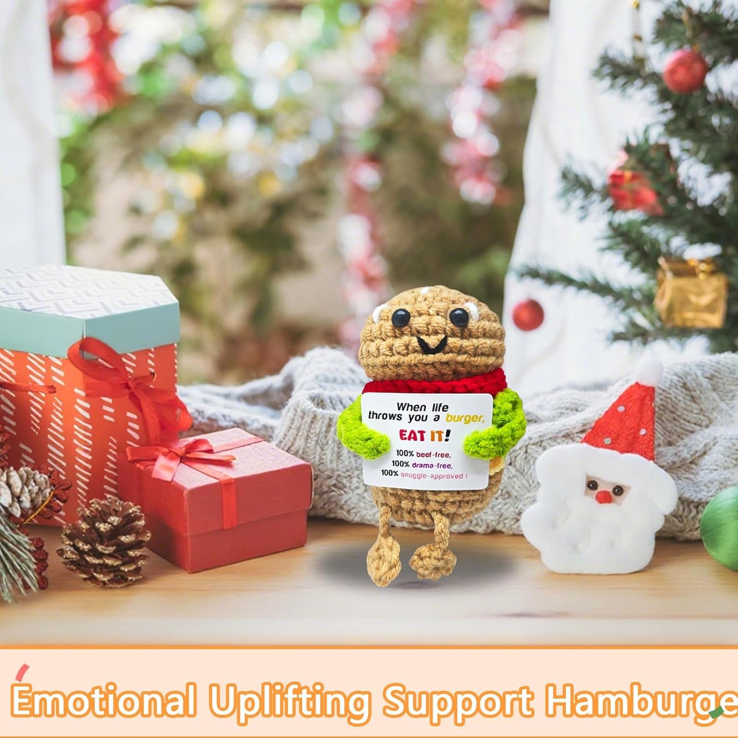 Funny Handmade Hamburger Gift-Unique Cute Presents for Women & Men,Emotional Cheer Support,Birthday Gifts for Her/Him,Friends,Coworkers,Family