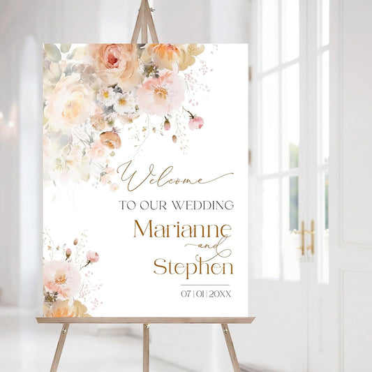 Personalized Wedding Welcome Sign, Flowers Wedding Welcome Sign, Wedding Welcome Sign, Custom Wedding Sign, Welcome To Our Wedding Sign, Flowers Wedding Board, Wedding Decorations Signs # 6