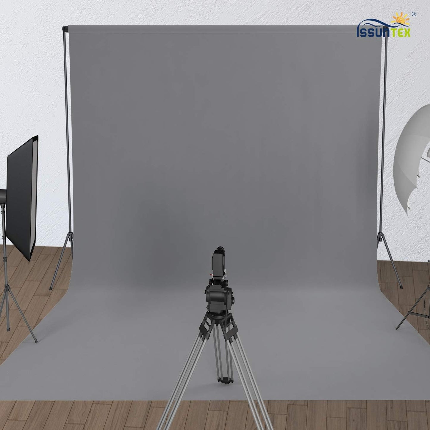 ISSUNTEX 5X6.5 ft Gray Background Backdrop,Photo Studio,Collapsible High Density Screen for Video Photography and Television