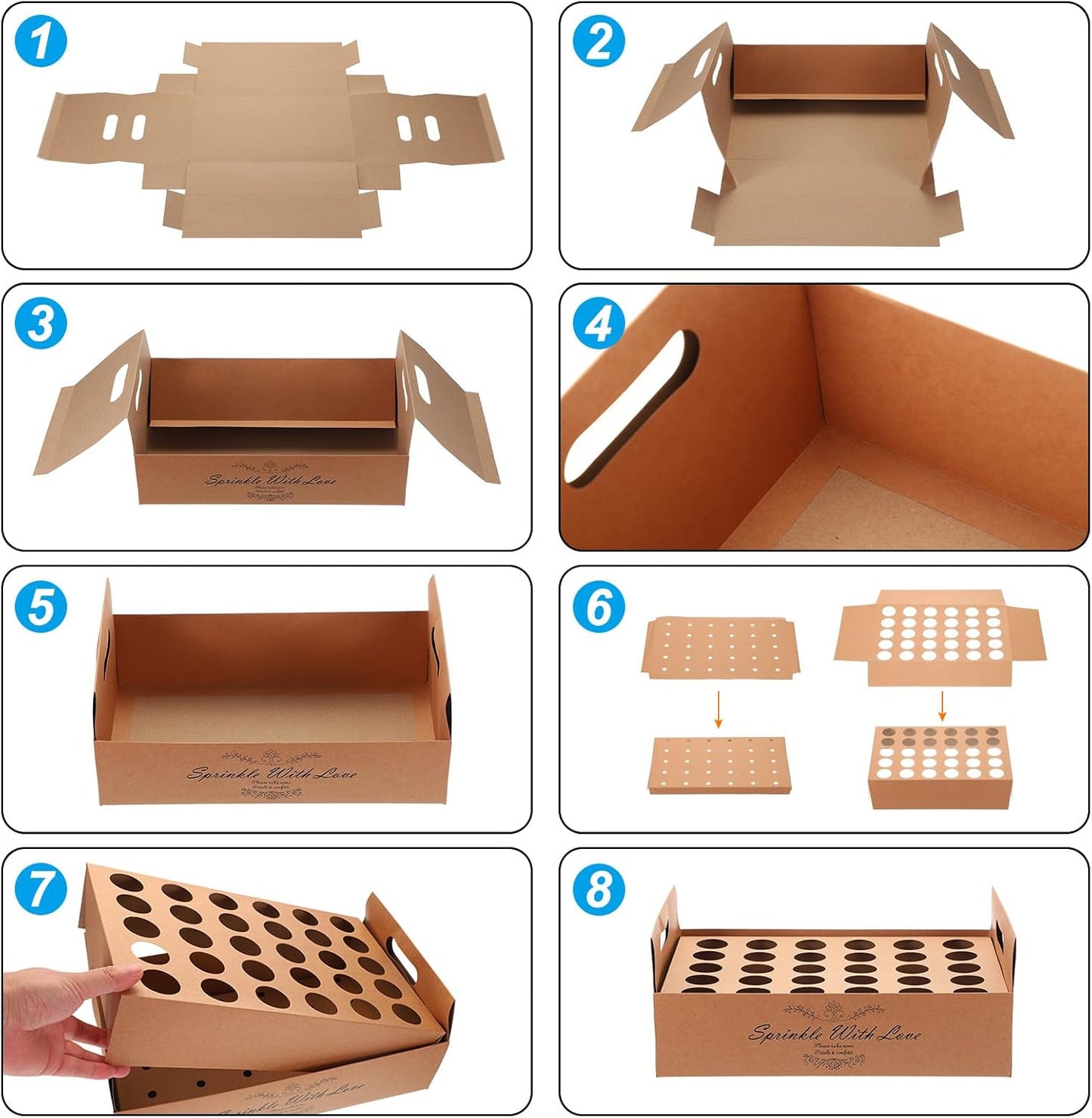 PATIKIL Wedding Confetti Cones Holder Box, 30 Holes Confetti Stand Tray Box Petals Flower Holder for Party Engagement Holiday Birthday DIY Decoration, White