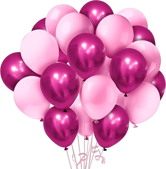 KatchOn, 60pcs Chrome Pink Balloons Set, 12 inch, Pack of 2 | Pink Party Decoration | Princess Birthday Decorations For Women | Flamingo, Gender Reveal, Baby Shower, Bachelorette Party Decorations