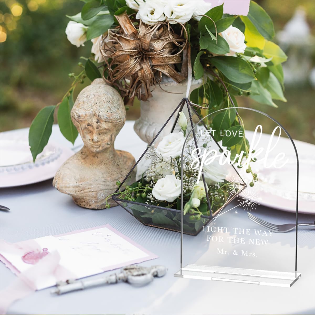 Acrylic Wedding Sign Wedding Signs for Ceremony Let Love Sparkle Sign for Wedding, Modern Calligraphy Arch Acrylic Table Top Sign for Wedding Reception and Event Party Table