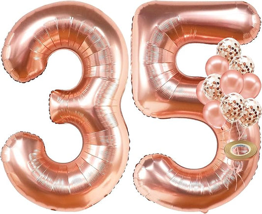KatchOn, Rose Gold 35 Balloon Numbers - 40 Inch | Rose Gold 35 Balloons for 35th Birthday Anniversary Decorations | Mylar Balloons for Women Men 30th Birthday Party Decorations
