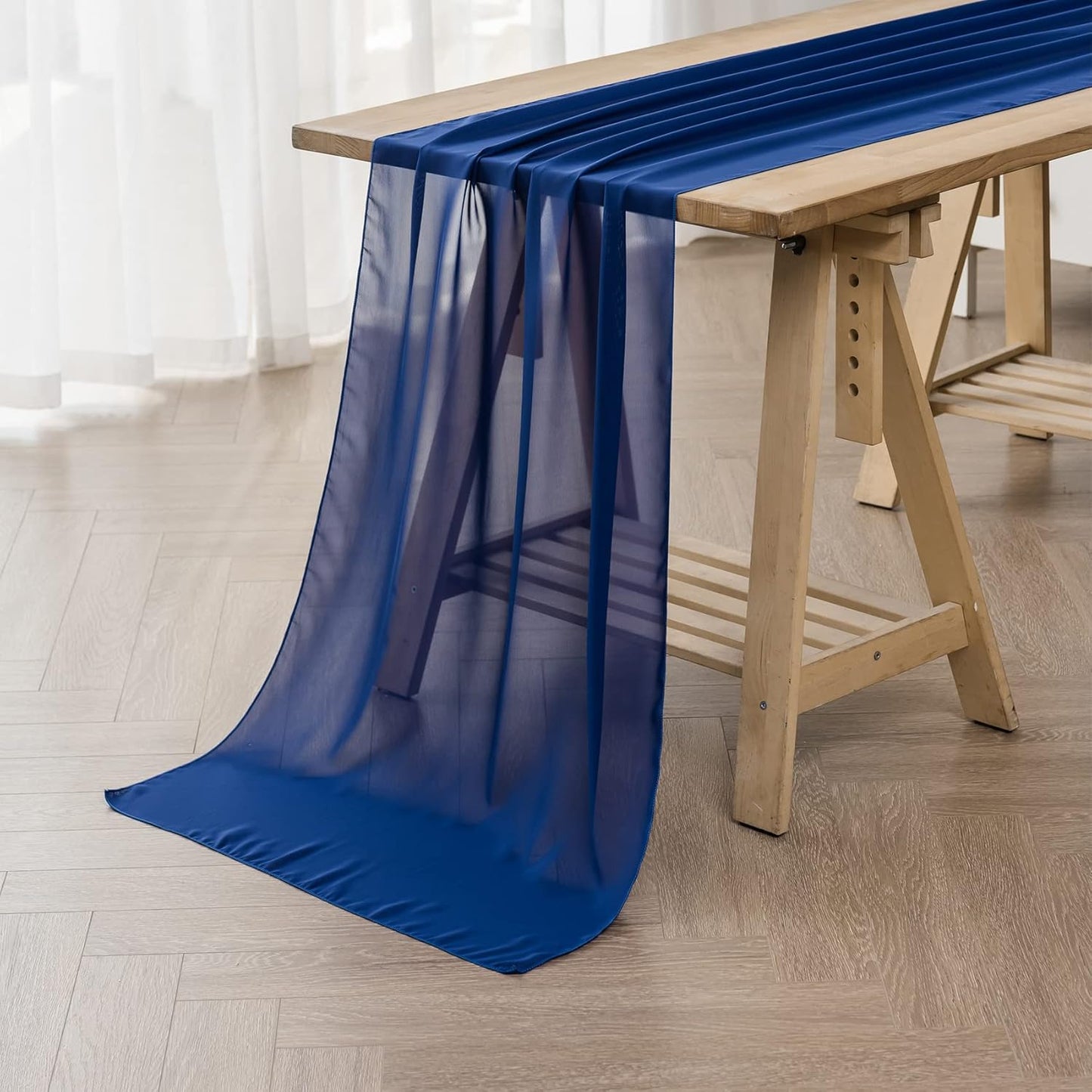 12Pack 9ft Chiffon Table Runner 14x108 Inch Sheer Romantic Table Runner for Wedding Birthday Party Bridal Shower Outdoor Decoration-Royal Blue