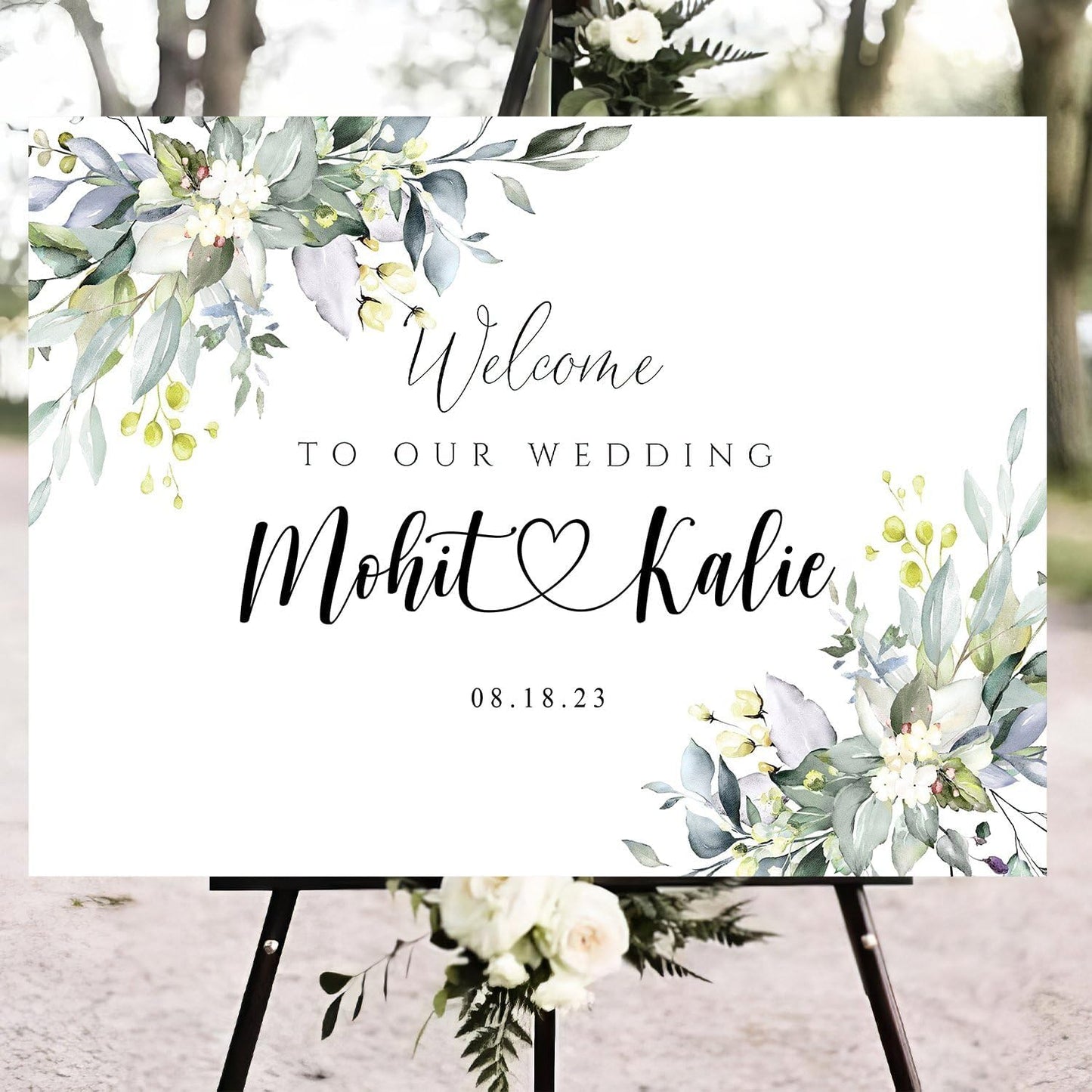 Editable Wedding Sign, Wedding Welcome Sign, Greenery Welcome sign, Wedding Eucalyptus Sign