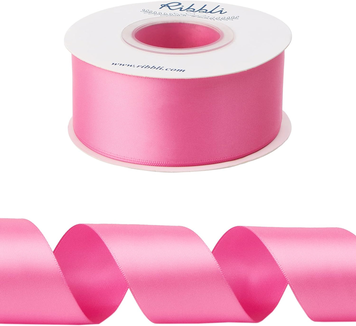 Ribbli Hot Pink Double Faced Satin Ribbon,1-1/2” x Continuous 25 Yards,Use for Bows Bouquet,Gift Wrapping,Floral Arrangement