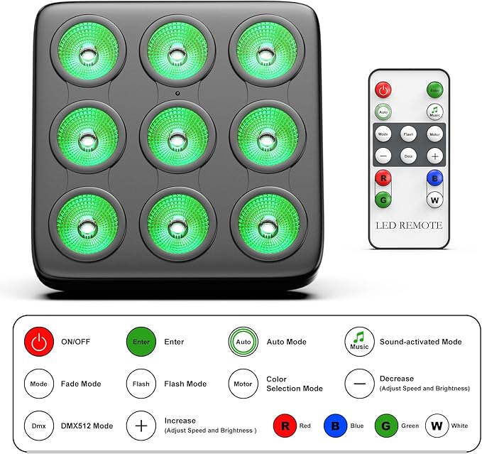 90W Square LED Stage Lights, Corded RGBW 4 in 1 Par Lights, LED Par Can by DMX & Sound Activated Control, Uplighting for DJ Show Party KTV Wedding, 12 Pack