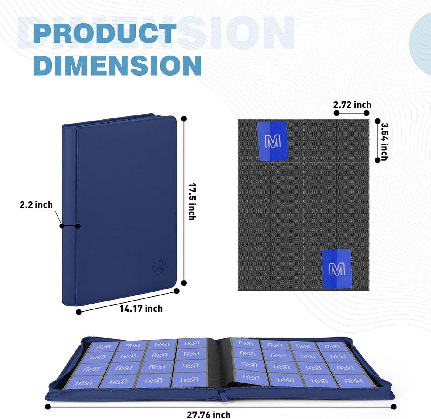 Premium Card Binder 16 Pocket,Trading Card Binder Holds up to 1000+Cards Sturdy Card Collection Album, Card Holder Folders for MTG, TCG, Game Cards & Sports Cards