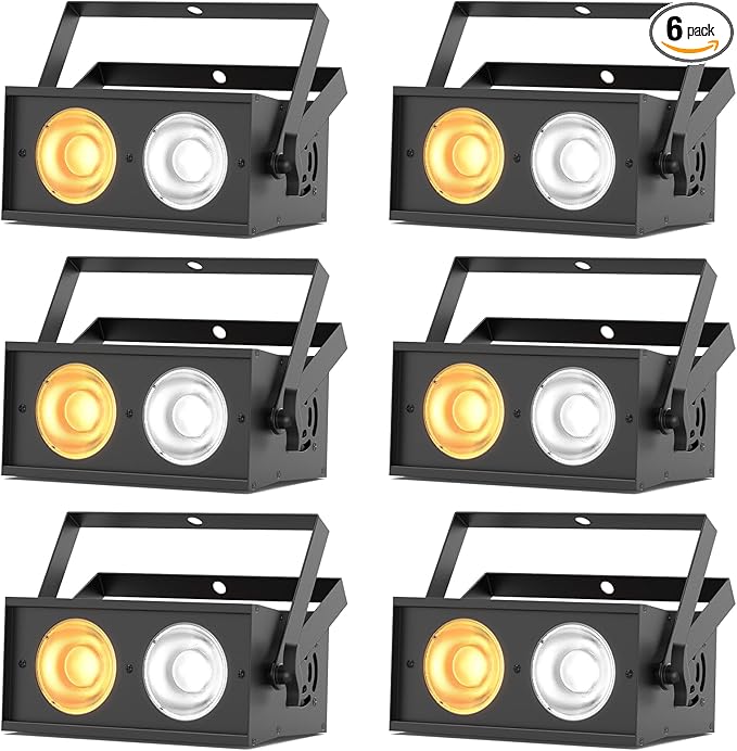 Stage Lights, 120W COB Spotlights LED Par Can Blinder Lights, 2 in 1 Cool White & Warm White DMX512 Sound Activated Audience Uplights for Events Party Wedding Theater Church Concert Dance 6Pcs