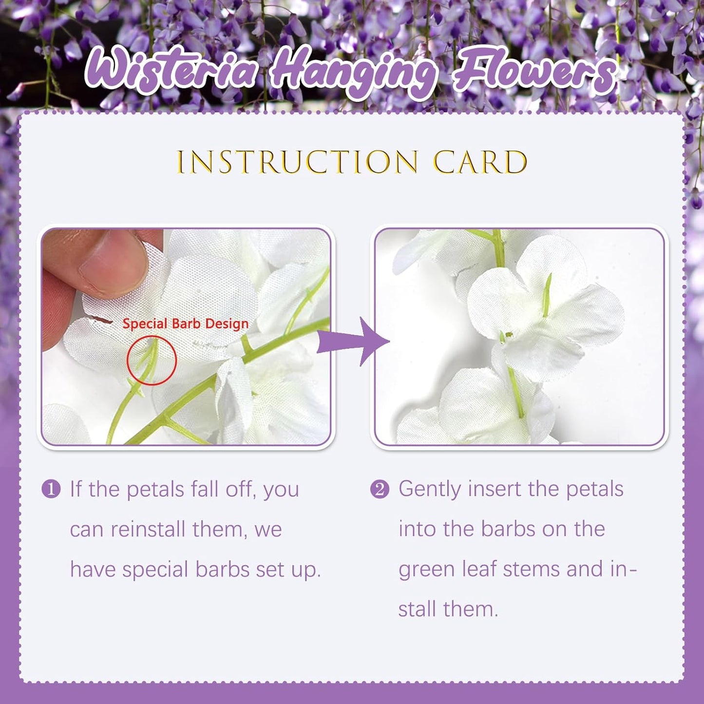 5 Pack Purple Wisteria Hanging Flowers, 3.44 Ft Fake Hanging Flowers, Artificial Wisteria Garland Vines for Wedding Room Backdrop Outdoor Patio Garden Decoration