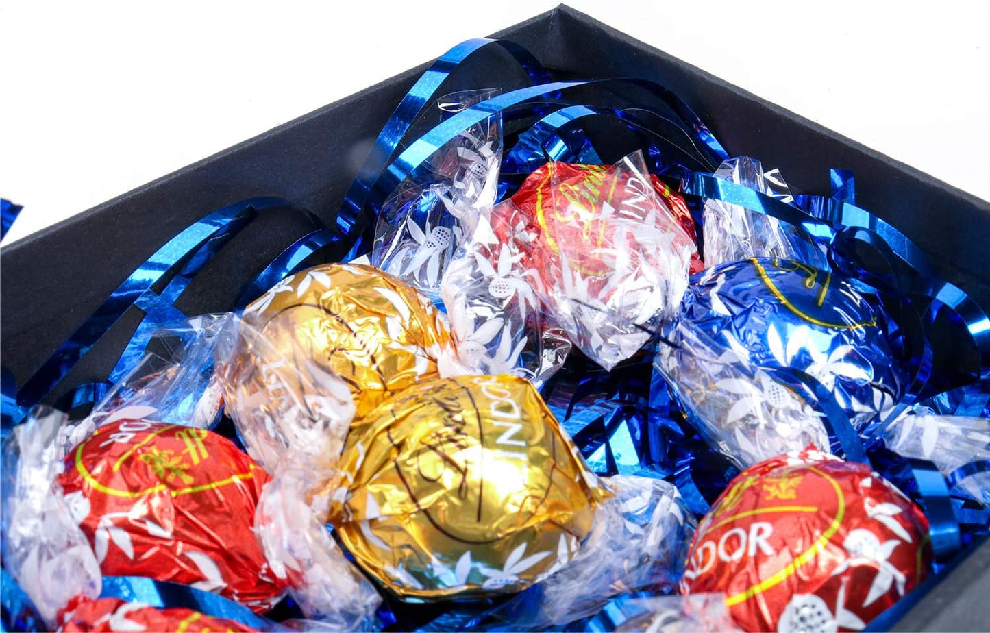 Zwish 150 Gram Sparkly Iridescent Film PP Hamper Shreds & Strands Shredded Crinkle Confetti for Gift Wrapping & Basket Filling & Gift Box filler Crinkle Cut Paper Shred Filler-Blue