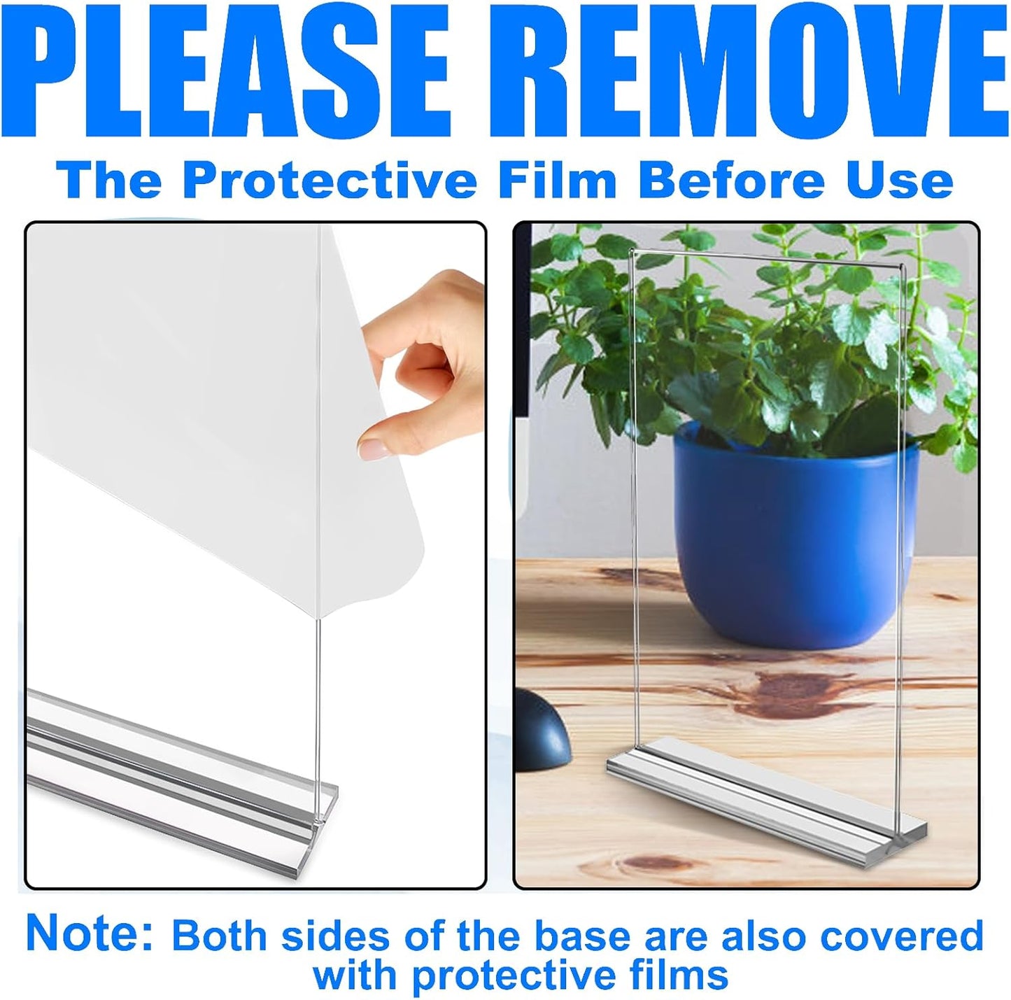 YULEER 8 Pack Acrylic Sign Holder 8.5x11, Clear Double-Sided Display Stand, Plastic Paper Frame for Menu, Flyer, Picture, Office Desk, Wedding Sign Holders