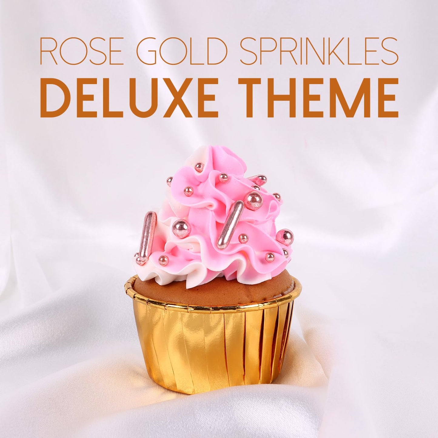 Rose Gold Sprinkles for Cake Decorating 7 Ounces, Rose Pearl Sugar Cupcake Toppings, Cookies, Ice Cream, 7Ounces Cake Decorationss Baking, Perfect for Wedding, New Year’S Eve, Christmas Party