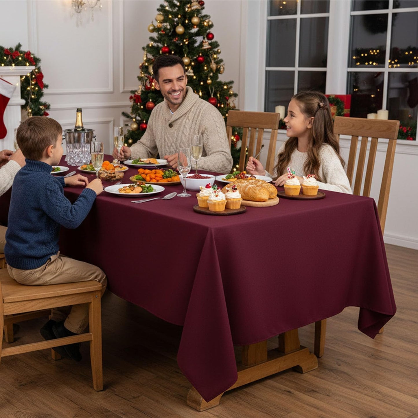 Fitable Burgundy Tablecloths for 6-8 Foot Tables, 6 Pack - 70 x 120 Inches - Reusable and Washable Table Clothes, Polyester Fabric Table Covers for Wedding, Party, Banquet