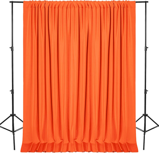 DWCN 10x7 FT Backdrop Curtains for Parties, Photography Backdrop Drapes with Rod Pockets for Wedding Decorations Stage Birthday Family Gatherings, 2 Panels 5ft x 7ft, Orange