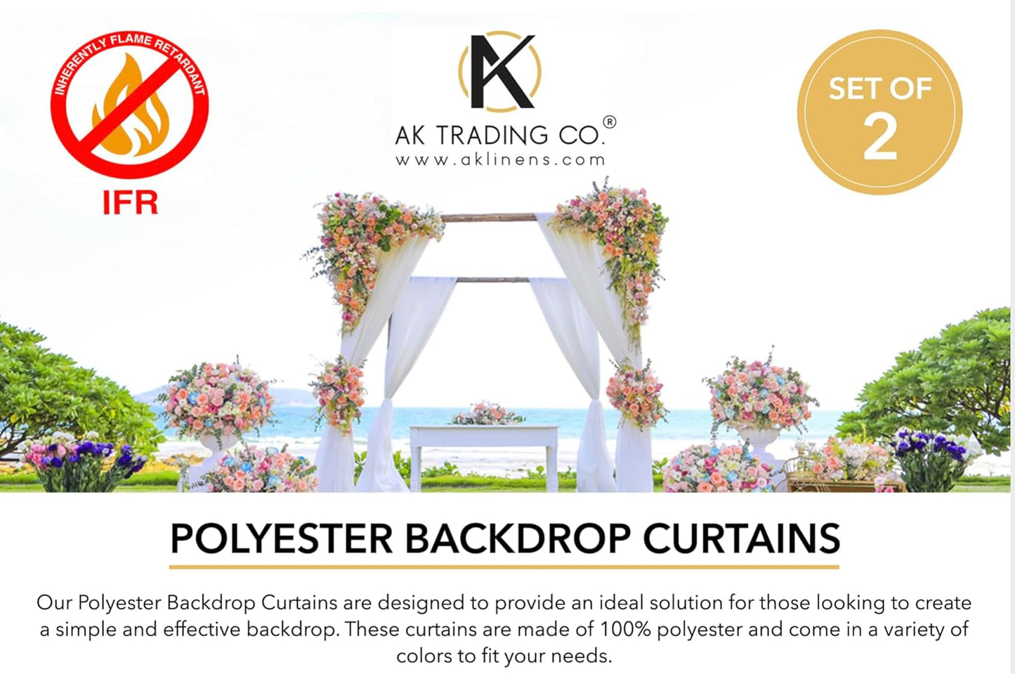 AK TRADING CO. 10 feet x 8 feet IFR Polyester Backdrop Drapes Curtains Panels with Rod Pockets - Wedding Ceremony Party Home Window Decorations - Blush Pink