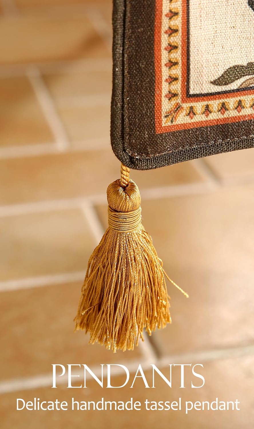 Vintage Linen Table Runner 87 Inches Long,Floral Print Italian Rustic Runner for Coffee Table Decor Tabletop Table Runners for Kitchen,Dining,Party,Home,Christmas,12"*87"