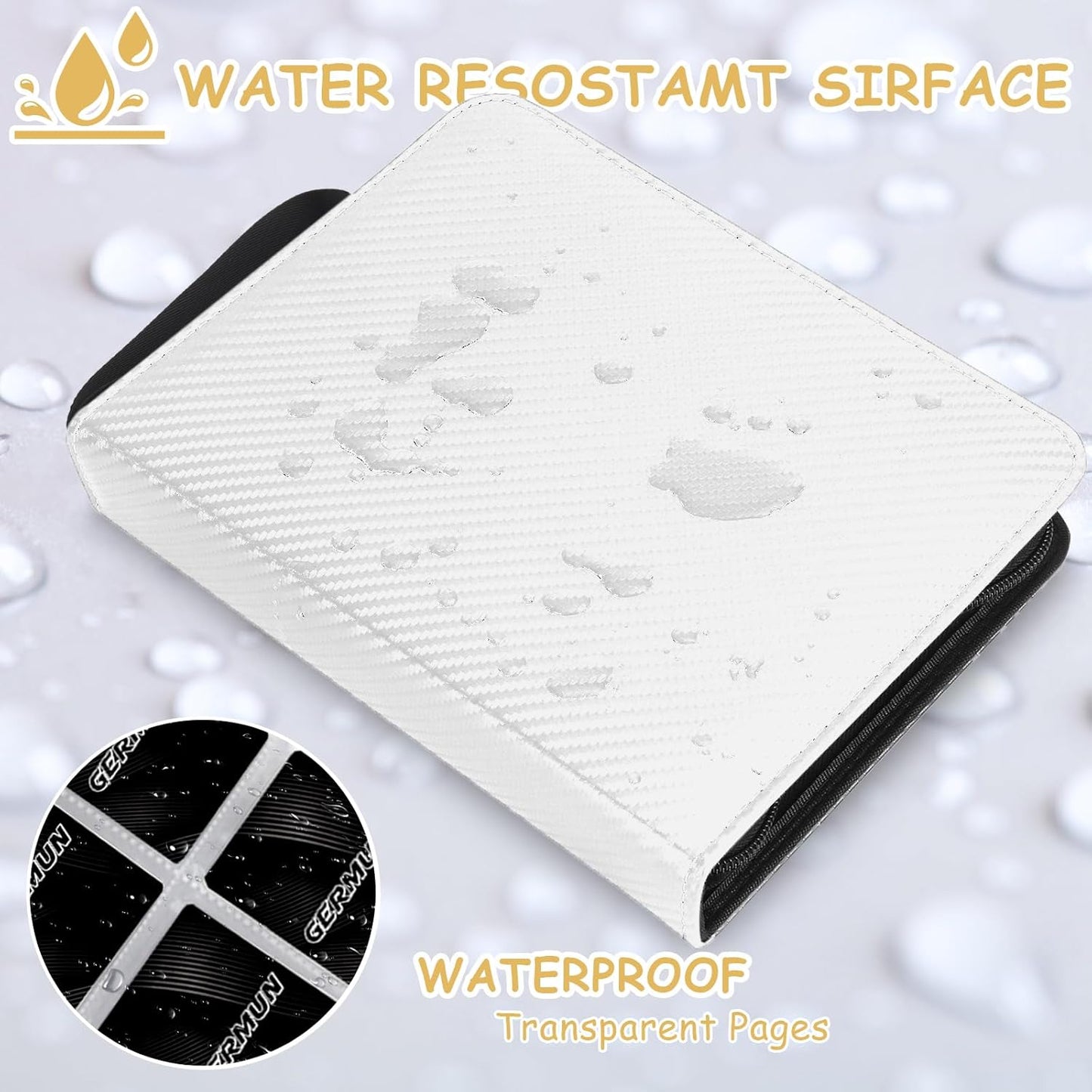 4 Pocket Card Binder, Premium Zip Trading Card Binder, 400 Double Sided Pocket PU Card Collection Binder, Collector Card Album, Card Folder for MTG, TCG, Sports Cards, Game Cards (White)