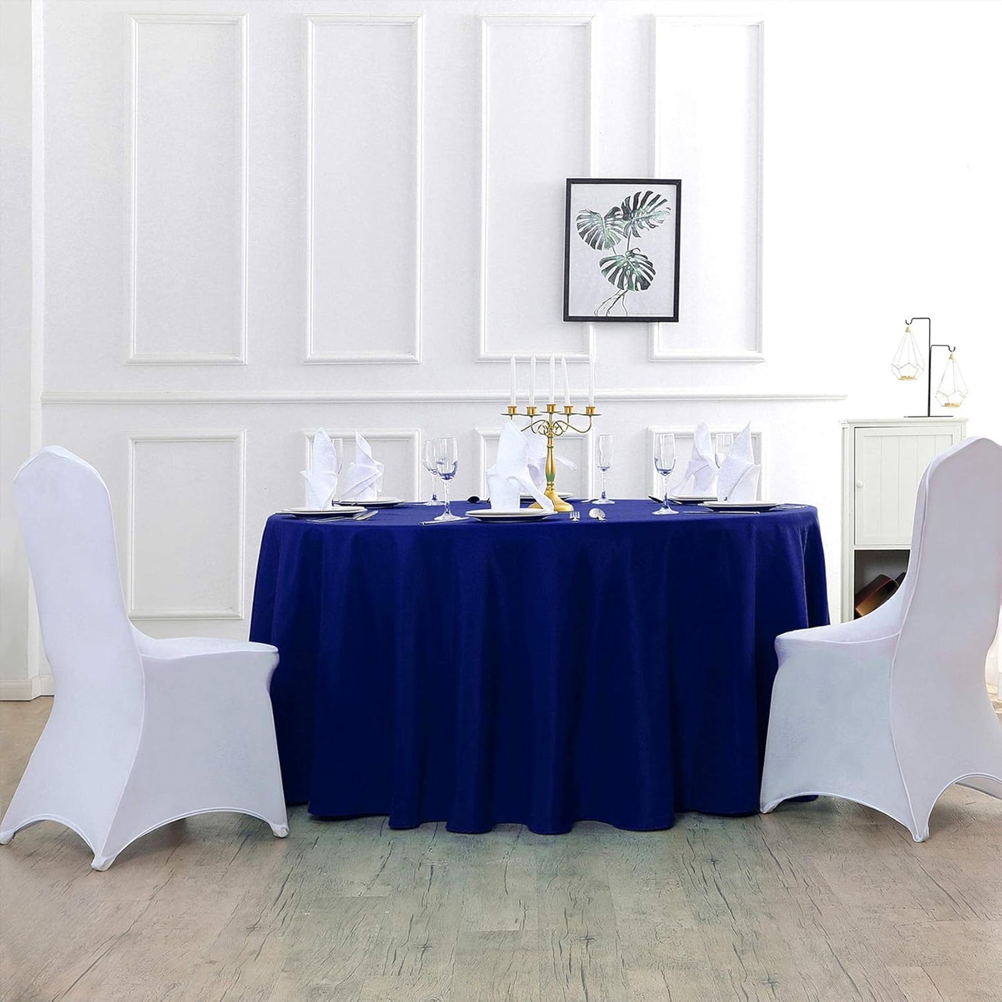 108 inch Round Tablecloth Washable Polyester Table Cloth Decorative Table Cover for Wedding Party Dining Banquet（108 inch,Royal Blue）