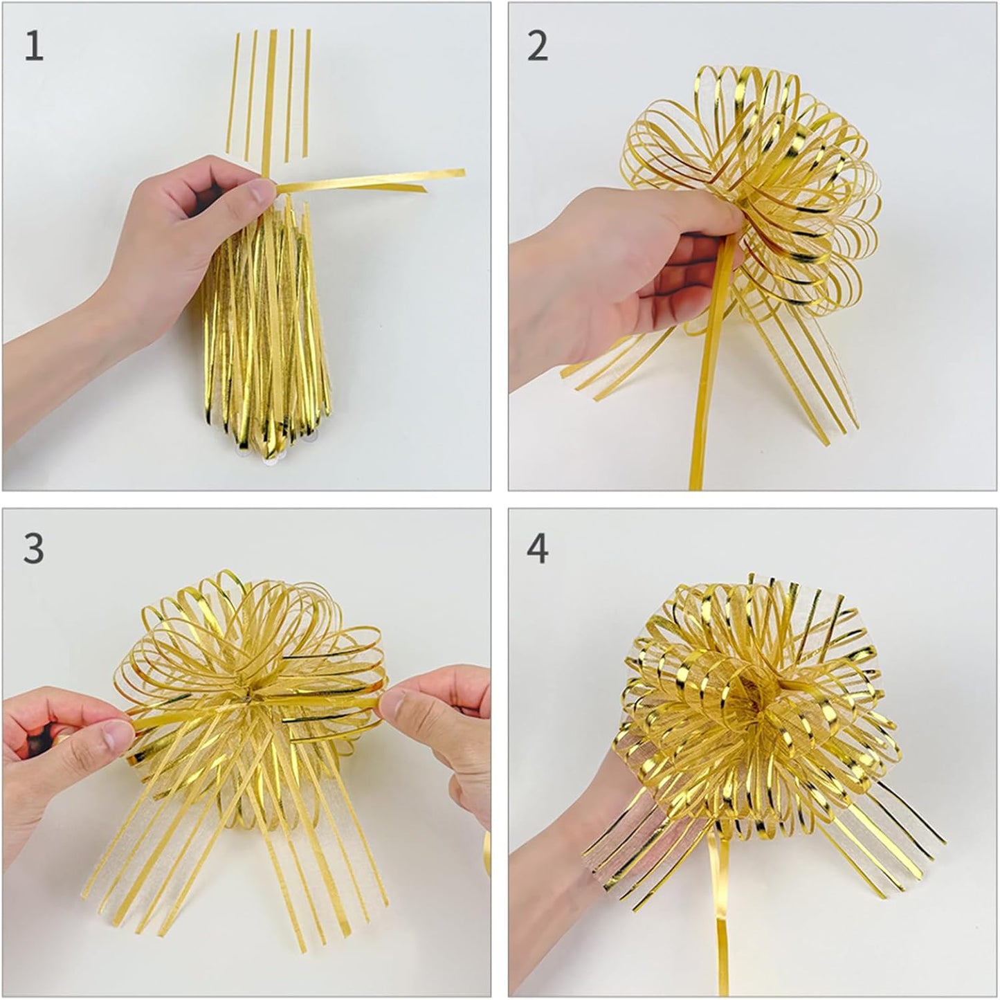 6 Pcs 6 Inch Light Blue Organza Pull Bow – Perfect for Wedding Decoration, Gift Wrapping Baskets, Car Bows, Birthday Parties, Christmas and Valentine's Day